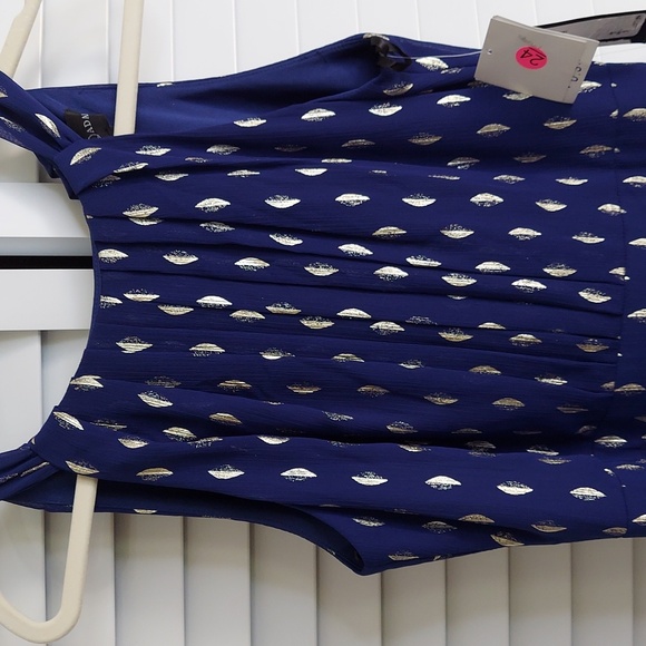 Betsy & Adam Gown, Sz 8, Halter, Royal Blue Geometric Print, Ruffle Accent, NEW! - Picture 12 of 17